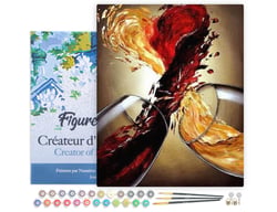 Peinture par Numéro Figured'Art avec Cadre - Mélanges de Vins - Kit de Loisir Créatif DIY Numéro d'Art Complet - 40x50cm toile tendue sur châssis