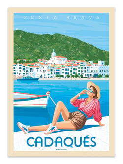 Affiche 50 x 70 cm -  Cadaques Costa Brava Espagne - Olahoop Travel Posters