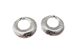2 Connecteurs ronds striés 19mm argenté