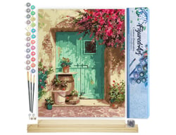 Peinture par Numéro Figured'Art - Entrée fleurie - Kit de Loisir Créatif DIY Numéro d'Art Complet - 40x50cm toile roulée + châssis en bois à monter