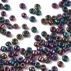 1000 perles de rocaille multicolore violet bleu vert irise ø 2 mm 12/0 - création bijoux