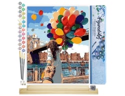 Peinture par Numéro Figured'Art - Ballons Colorés - Kit de Loisir Créatif DIY Numéro d'Art Complet - 40x50cm toile roulée + châssis en bois à monter