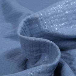 Tissu Double gaze Pailleté uni Bleu