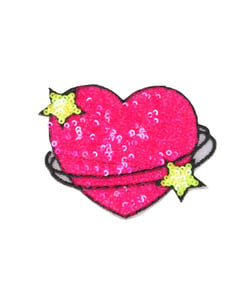 Ecusson thermocollant coeur étoile fuchsia 8,5x7cm