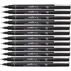 12 feutres de dessin uni pin - 0.7 mm - Noir - Uni-ball