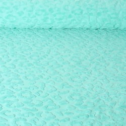 Tissu Maille motif léopard éponge sur fond Vert menthe - Au mètre