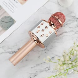 Microphone Sans Fil LED Bluetooth Avec Réduction De Bruit Et Effets Sonores Or Rose YONIS
