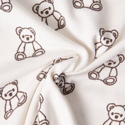 Tissu Maille Jersey Coton Teddy oursons sur fond Ecru