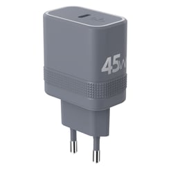 Force Power Chargeur USB C 45W PD Cube UltraGaN Universel Charge Intelligent Rapide Gris