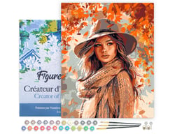 Peinture par Numéro Figured'Art avec Cadre - Femme dans le vent d'Automne - Kit de Loisir Créatif DIY Numéro d'Art Complet - 40x50cm toile tendue sur châssis