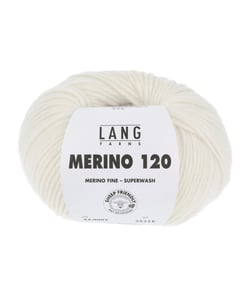 Pelote de laine à tricoter MERINO 120 - Lang Yarns Ecru (002)