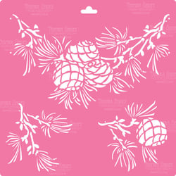 Pochoir plastique souple réutilisable 30 x 30 cm Fabrika Decoru PIGNE DE PIN 024