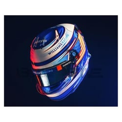 Voiture Miniature de Collection - SPARK - Williams Racing 2023 - Échelle 1/5 - Casque Logan Sargeant - Bleu/Blanc/Rouge