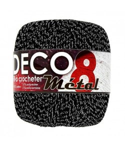 Coton à crocheter DECO 8M - Distrifil Noir (NOIR ARGENTE)
