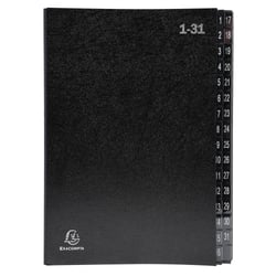 Trieur rigide Economique Ordonator 32 compartiments numériques - 24x34cm - Noir - x 6 - Exacompta