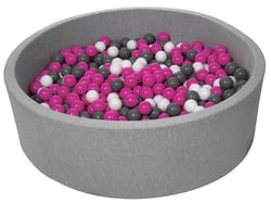 Piscine à balles pour enfant, diamètre env.125 cm + 900 balles blanc, rose, gris - Velinda