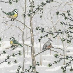 Lot de 4 serviettes en papier découpage collage 33 cm OISEAUX EN HIVER