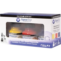 Encres aquarelle - 3 flacons 29,5ml + 1 marqueur - Couleurs primaires -  Daler Rowney