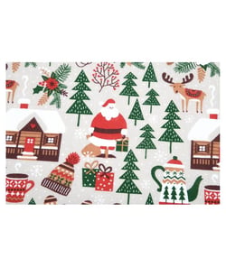 Tissu coton Noël chalets de 140 cm de largeur yule vert vendu par 50 cm