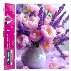 Diamond Painting Broderie Diamant LUMINLIFE 40x50cm, 100% strass, diamants ronds - Magnifique bouquet