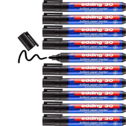 Lot de 10 marqueurs permanents EDDING - Encre brillante - Noir - Pointe 1,5-3 mm