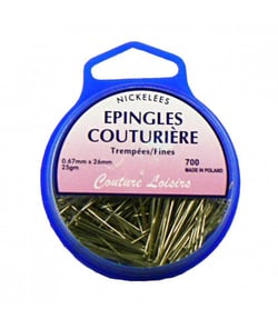 Epingles couturières nickelées ±310 pièces 25g 27x0.66 mm - Distrifil Argent