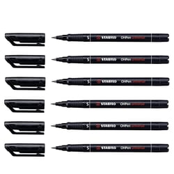 Lot de 6 feutres permanents pointe superfine - STABILO - OHPen - Noir