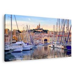 Tableau sur toile bateaux vieux port Marseille 45x65 cm