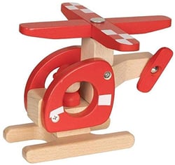Hélicoptère en bois rouge - Goki