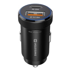 Swissten Chargeur Voiture Fast Charging 20W USB-C Power Delivery et USB 3.0 Noir