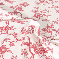 Tissu Coton cretonne enduit Jardins Fleuris sur fond Ecru