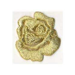 Ecusson thermocollant petite rose doré - lurex 3x3.5cm