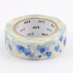 Masking tape - Nuée de coeurs bleu - 7 m x 15mm