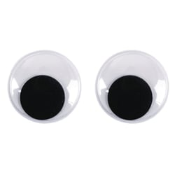 Yeux mobiles en plastique à coller, 25 mm ø, 20 pces, noir / blanc