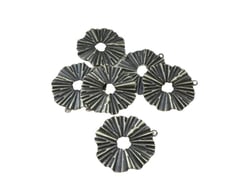 4 Breloques fines plissées rondes forme fleur 20*18mm bronze