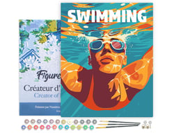 Peinture par Numéro Figured'Art avec Cadre - Affiche sportive Natation - Kit de Loisir Créatif DIY Numéro d'Art Complet - 40x50cm toile tendue sur châssis