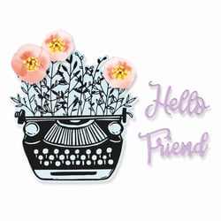 Matrices de découpe et tampon transparent - Machine à écrire - 6 pièces - Sizzix