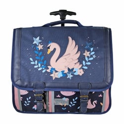 Cartable à roulettes 41 cm - Phileas Cygne - Bleu et rose - Fille, 2 compartiments