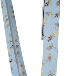 Bobine 20m biais oursons 100% coton bleu clair 25mm