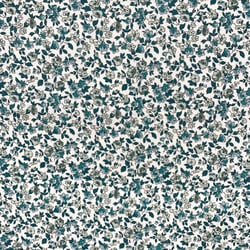 Tissu Coton imprimé Arty Petites fleurs Léonie vert canard sur fond Blanc - Au mètre