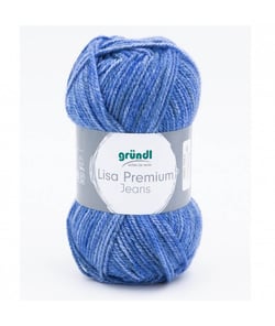 Pelote de laine à tricoter LISA PREMIUM JEANS - Grundl - certifiée Oeko-Tex 06 Bleu