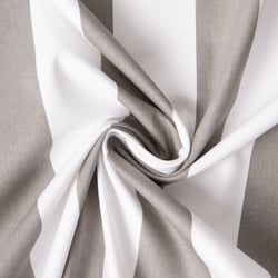 Tissu Coton Sergé d'ameublement Rayé Gris sur fond Blanc