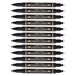 Lot de 12 marqueurs permanents double pointe - PENTEL - Noir - 0,3 mm et 1,2 mm