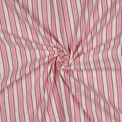 Tissu Double gaze de Coton fil teint Rayures bicolore rose rouge sur fond Blanc
