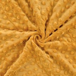 Tissu minky à pois, haute qualité, Moutarde - au mètre, par 50 cm - Laize : 150 cm