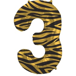 Ballon Aluminium Hélium Tigre Chiffre 3 - 86 cm