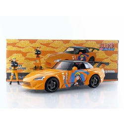 Véhicule miniature de collection - Honda S2000 2001 - Échelle 1/24 - Orange - Avec figurine Naruto