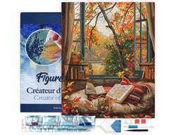 Diamond Painting Broderie Diamant Figured’Art 40x50cm toile tendue sur châssis en bois - diamants carrés - Lecture cosy en Automne