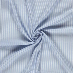 Tissu Seersucker Viscose Lina rayures Blanches sur fond Bleu ciel