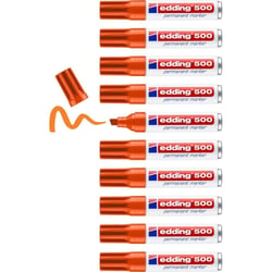 Lot de 10 marqueurs permanents - EDDING - Pointe biseautée 2-7 mm - Orange - Corps aluminium